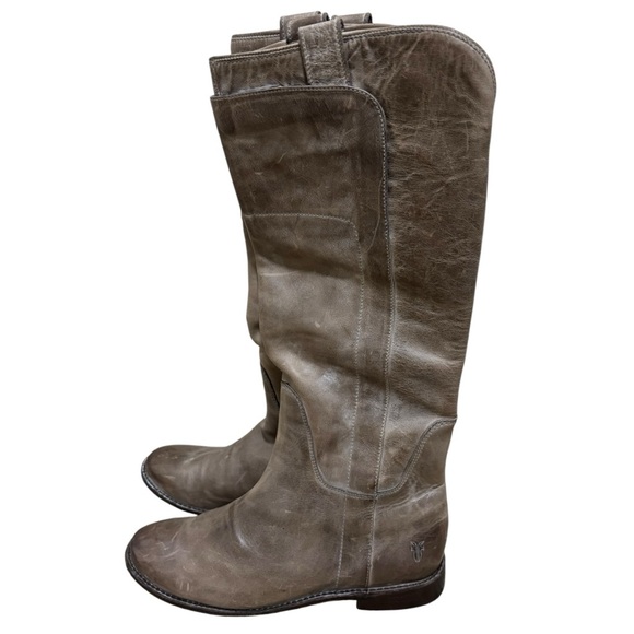 Frye Paige Tall Riding Boots Distressed Leather Gray 8.5 - Picture 2 of 9